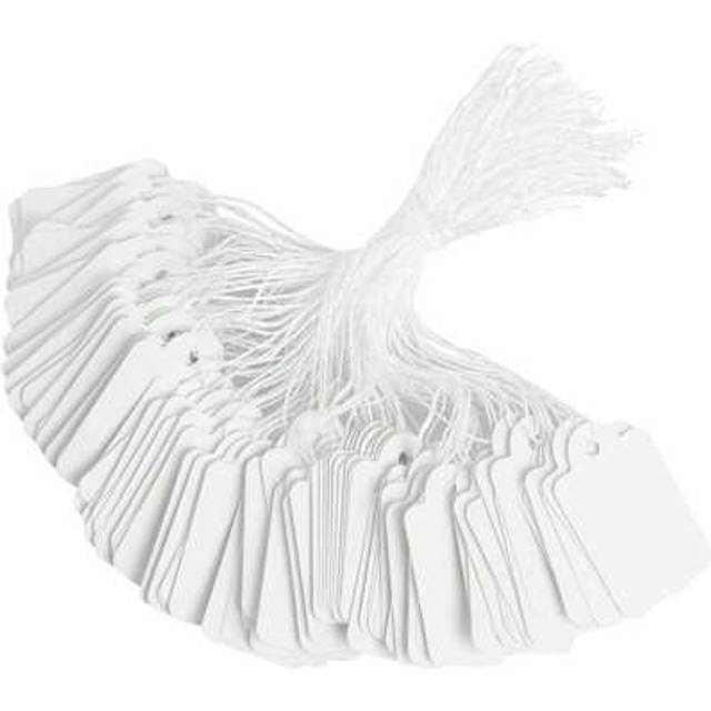 SHEIN 100pcs White Marking Tags Gift Tags With String,Jewelry Hanging Tags,Price Tags With String,Blank Labeling Tags For Pricing Gift Jewelry Clothing, Mer