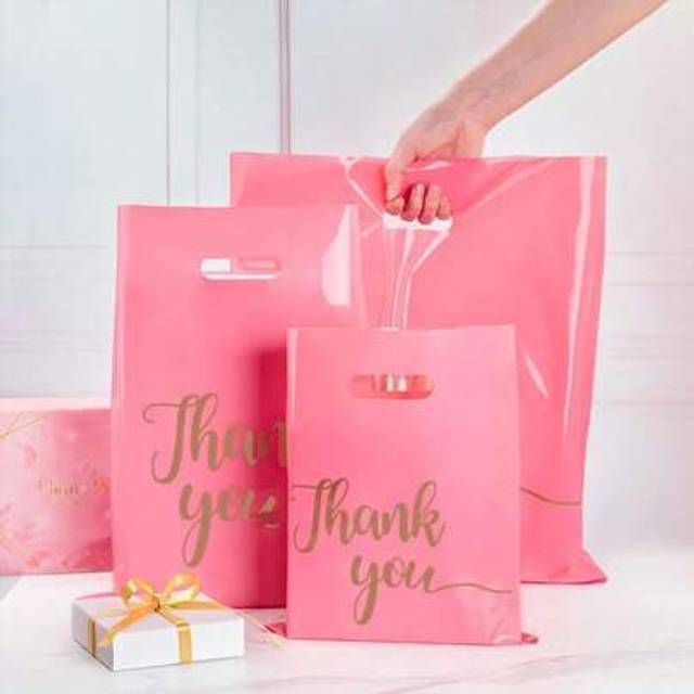 SHEIN 50pcs Pink &#34;Thank You&#34; Wedding Party Favor Gift Bags, Jewelry Cosmetics Packaging Bags, Clothing Shopping Bags Gifts Birthday Graduation Birthday Deco
