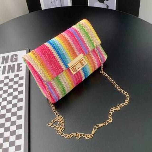 SHEIN Cute Multi-Color Rainbow Square Cross-Body Handbag, Exquisite Gift Bag