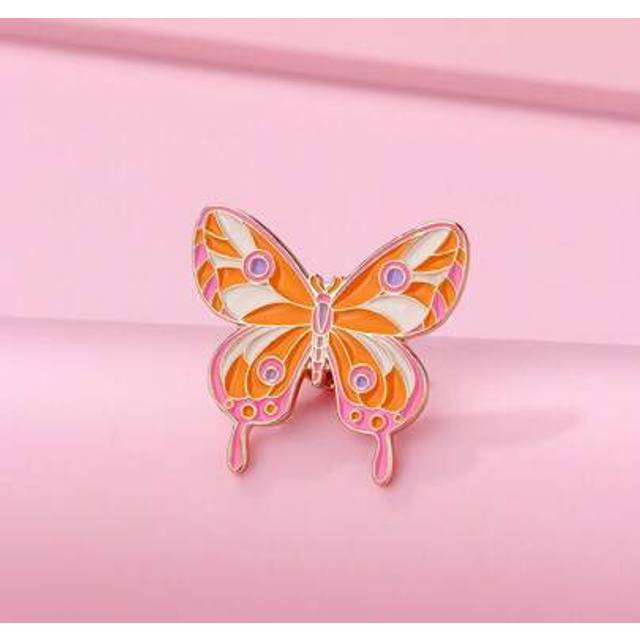 SHEIN 1pc Girls Colorful Zinc Alloy Butterfly Shape Enamel Gold Plated Lovely Badge Brooch, Suitable For Daily Casual Hat Jewelry Accessories