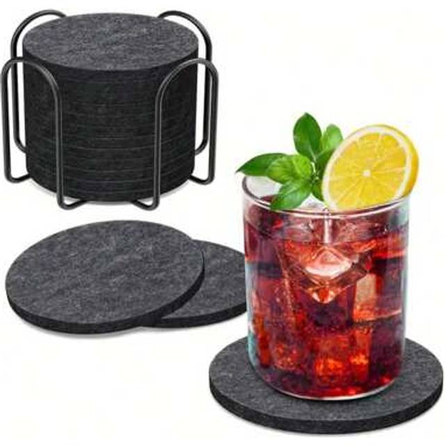 SHEIN 1 Set (6/12 Pieces) Of Circular Coasters, Felt Insulation Pads, Simple Style, Solid Color Coasters, Washable Placemats, Heat-Resistant And Anti Slip T