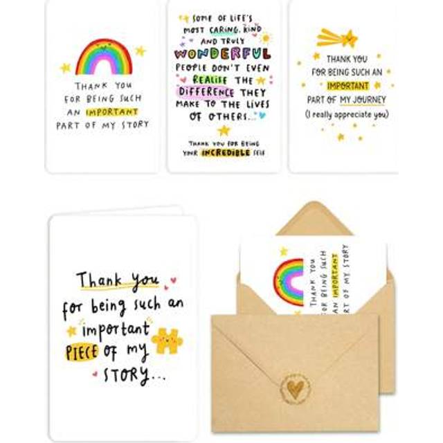 SHEIN 4pcs/Set Thank You Card For Teachers, Friends, Graduation, End Of Term & Year, Heartfelt Appreciation Greeting Card With Envelope, Teacher Appreciatio