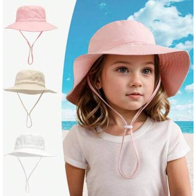 SHEIN 1pc Children Plain Color Sun Protection Lightweight Breathable Bucket Hat, Suitable For Beach & Daily Wear