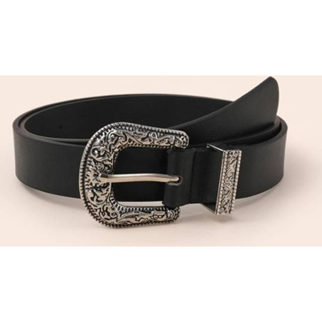 SHEIN Boho 1pc Women&#39;s Black Fashionable Metal Buckle Belt With Hole Punch For Daily Life Halloween Summer, School Fall, Autumn, Halloween