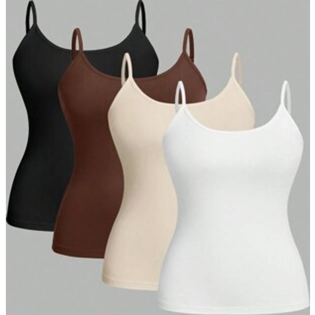 SHEIN 4pcs Plus Size Women&#39;s Casual Tight Fitting Cami Top, Suitable For Summer