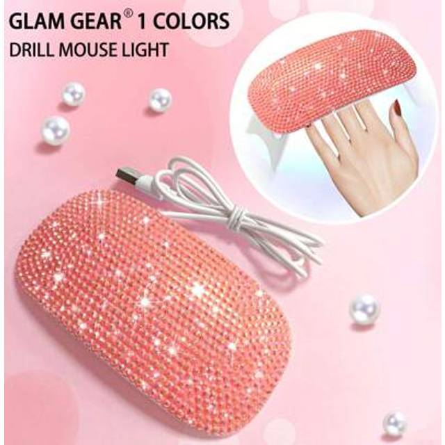 SHEIN Pink Diamond Inlaid UV USB Handheld LED Nail Lamp, Portable Mini Nail Dryer, Pink Diamond Shaped Decoration, For Gel Nail Polish, 6 Efficient LED Bead