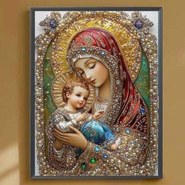 SHEIN 1 Pc Diamond Art Kit, Adult Retro Pattern 5D Diamond Painting Cross Stitch Kit, Gift Diamond Embroidery Mosaic, Suitable For Adult Beginners, Beautifu