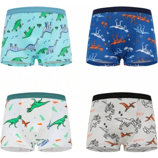 SHEIN 4pcs Soft & Comfortable Young Boys&#39; Dinosaur Pattern Briefs