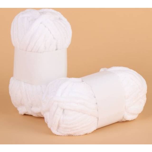 SHEIN 1skein Solid Color Polyester Braided Yarn, White Hand-Woven Scarf Thread For DIY Crafting