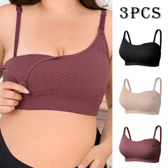 SHEIN 3pcs Pack Plus Size Seamless Maternity & Nursing Bra