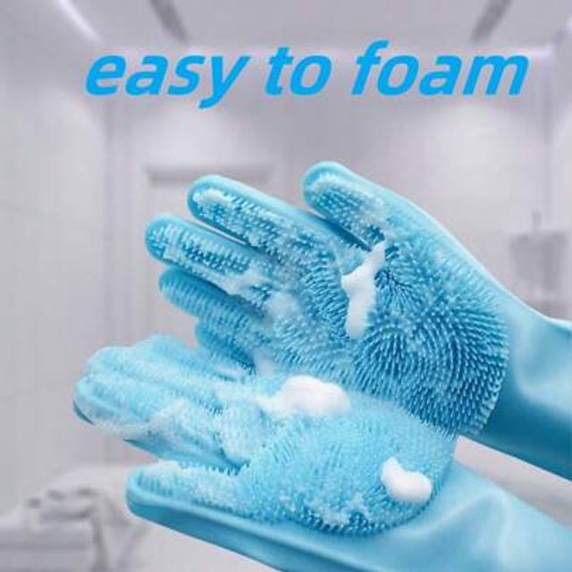SHEIN Pet Grooming Cleaning Gloves Dog Cat Bathing Shampoo Glove Scrubber Magic Dishwashing Cleanner Sponge Silicon Hair Removal Glove,Mother&#39;s Day