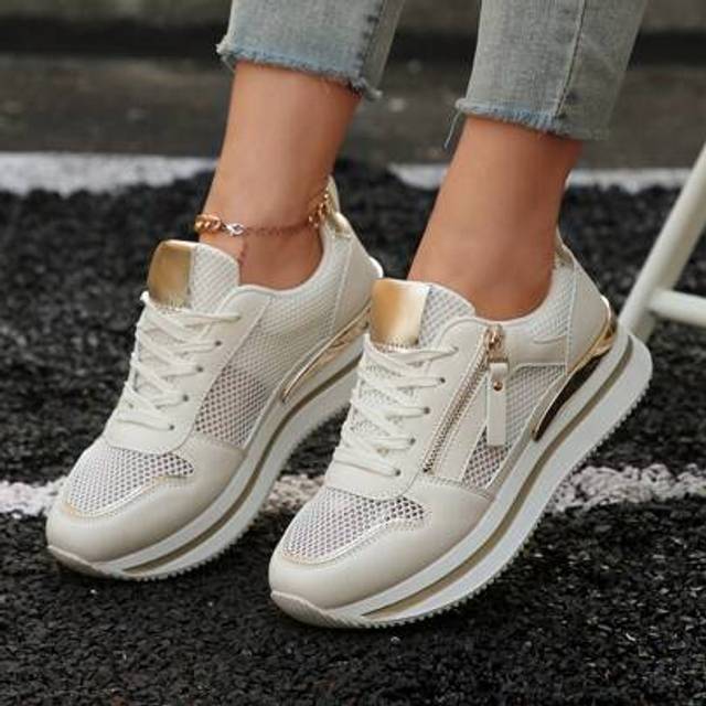 SHEIN Fashionable Comfortable Slip-On Non-Slip Women&#39;s Wedge Rhinestone Color Block Platform Sneakers, Lightweight Casual Bling Design Trainers, Breathable