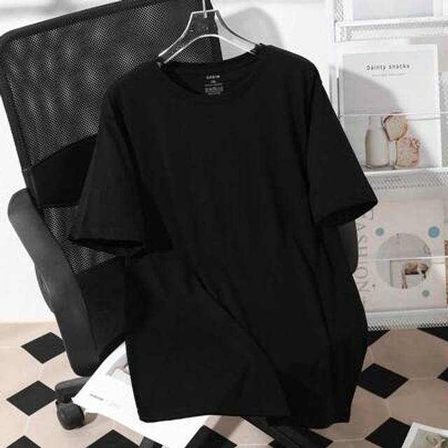 INAWLY Plus Size Plain Round Neck Short Sleeve T-Shirt, Summer Casual