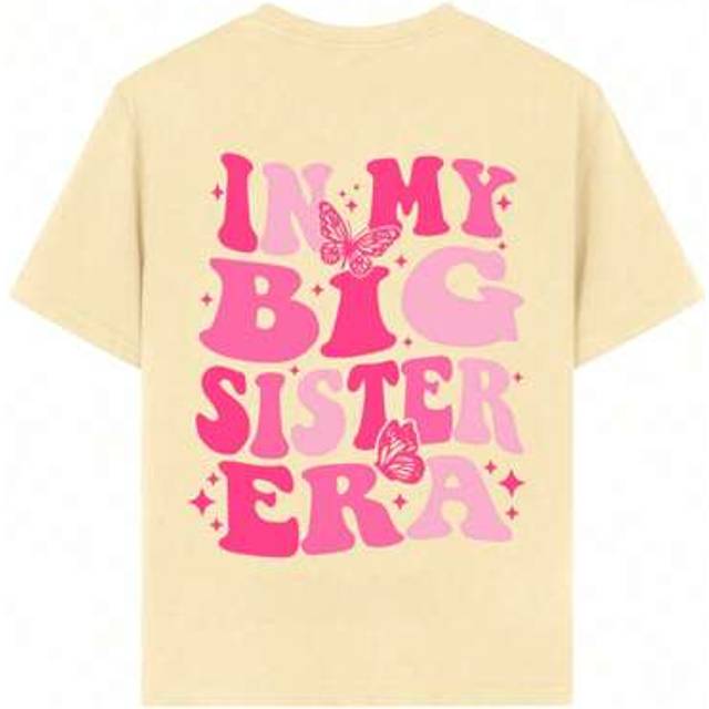 SHEIN Tween Girls &#34;In My Big Sister Era&#34; Slogan Print Round Neck T-Shirt, Summer Top
