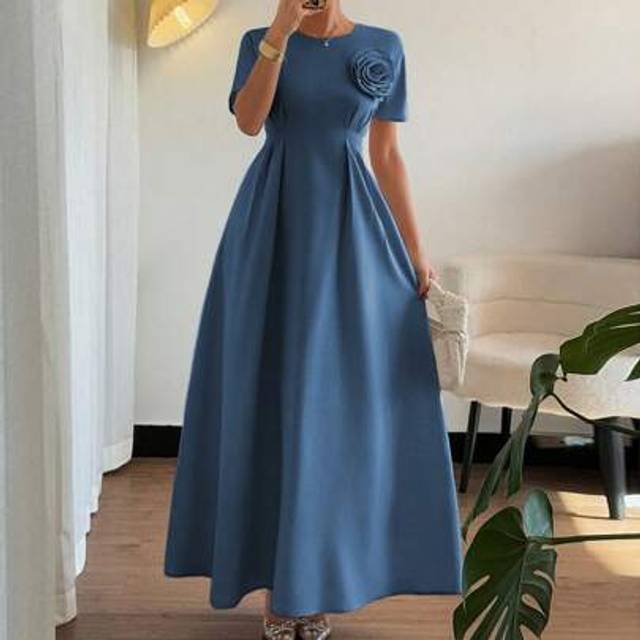 Rafferiza Retro British Style Elegant Floral 3D Long Dress For Women
