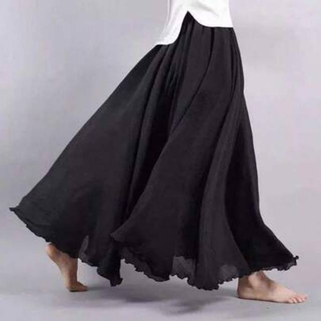SHEIN Women A-Line Long Skirt Solid Color Elastic Flowy Skirt High Waist Fold Pleated Skirt Maxi Women Outfit