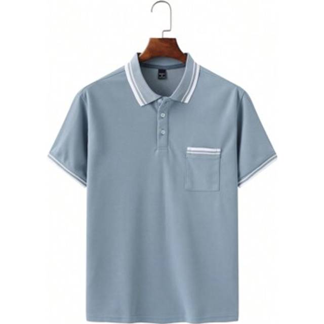 SHEIN Men&#39;s Striped Short Sleeve Polo Shirt