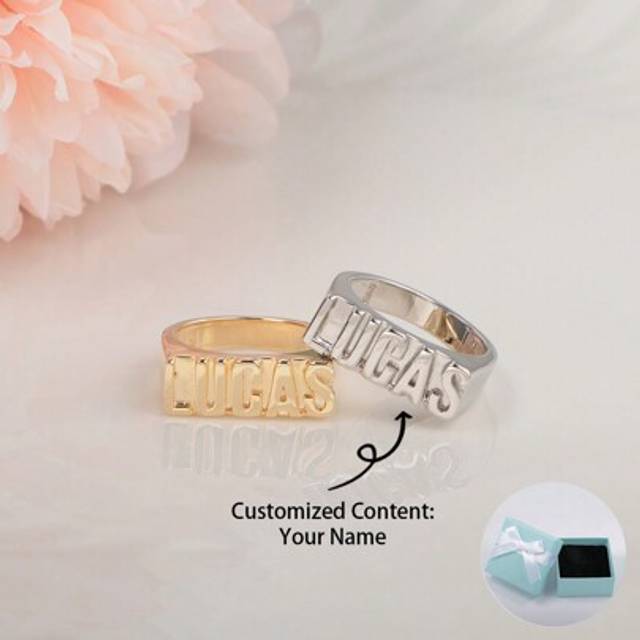 SHEIN Customized Personalized Name Hip-Hop Style Ring, Ideal For Father&#39;s/Mother&#39;s Day, Valentine&#39;s Day, Birthday, Anniversary, Graduation, Christmas, As Hi