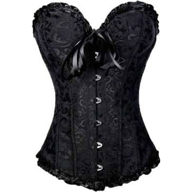 SHEIN Women&#39;s Lace Up Boned Overbust Corset Bustier Lingerie Bodyshaper Top