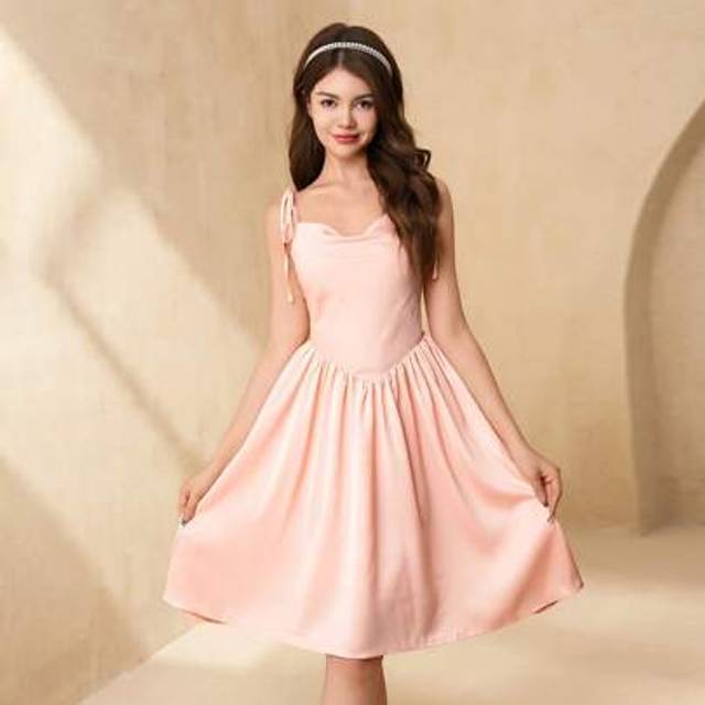 SHEIN Teen Girl Elegant Satin Wedding Flower Girl Dresses, Sleeveless Backless Tulle Ball Gown, Wedding Season, Pink