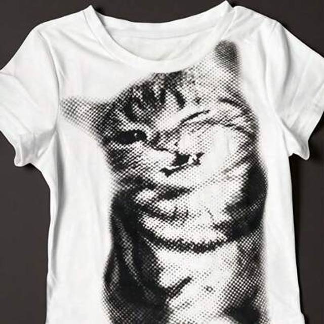 Noixe Women Summer Cute Cat Face Print Short White Crew Neck T-Shirt