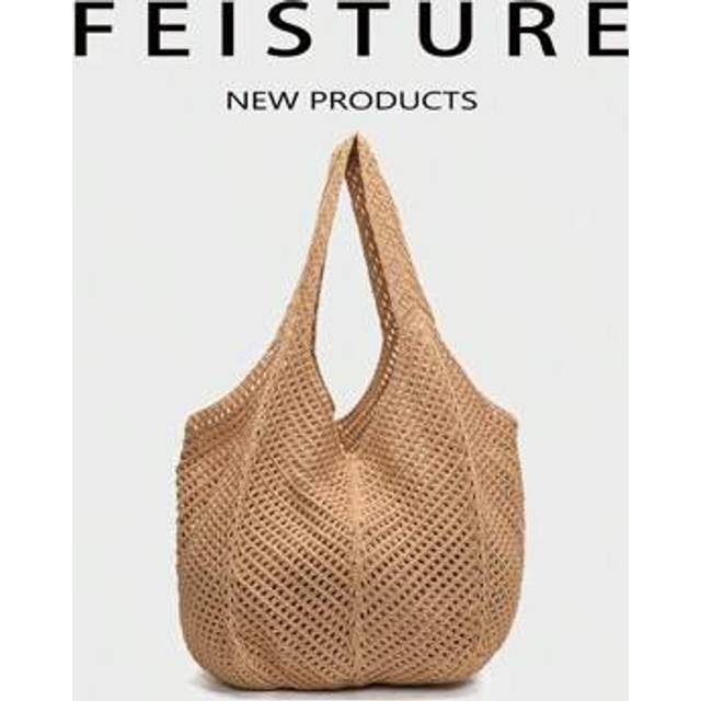 SHEIN FEISTURE 1 Piece, Hand-Knitted Large-Capacity Beach Bag, Lazy Vacation Shoulder Bag, Hollow Crochet Bag, Suitable For Girls, Ladies, College Students,