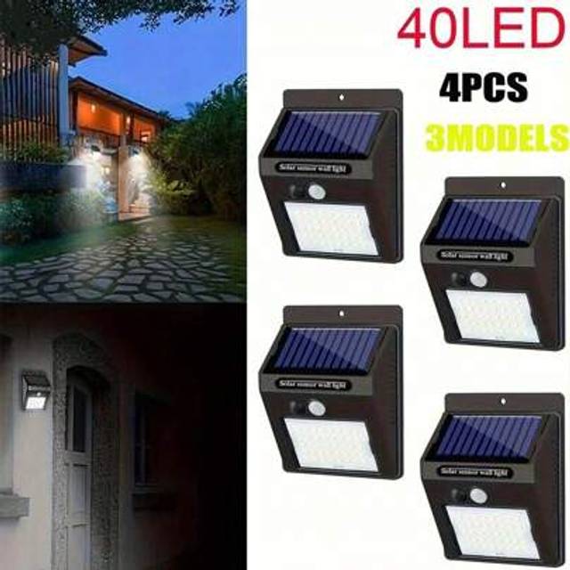 SHEIN 1/4/6/8 Pcs Solar Wall Lights With Motion Sensor, 3-In-1 Smart Solar Powered Dimmable Sensor Wall Lamps With 20/30/40/60 LED Beads, 120Â° Wide Angle,