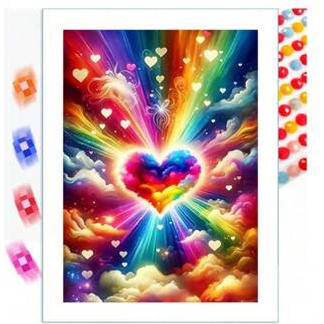 SHEIN 5D DIY Colored Heart-Shaped Cloud Diamond Painting, Full Diamond Circular Diamond Painting, Home Decoration Handicrafts
