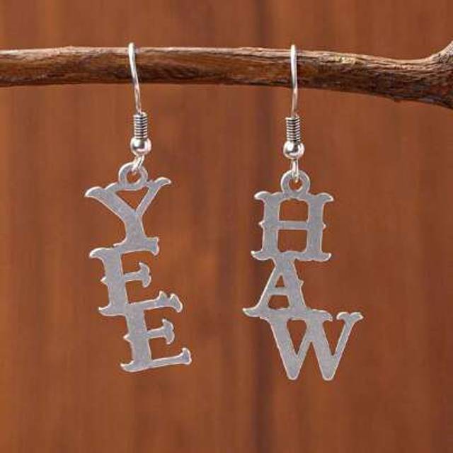 SHEIN 1 Pair Western Antique Silver Cowboy Cowgirl Style Drop Earring For Women