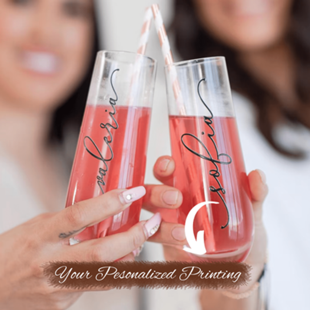 SHEIN Personalized Bridesmaid Proposal Gift Custom Champagne Flutes Glasses Bridesmaid Glass Maid Of Honor Gift Bride Flute Dainty Bridal Cups Wedding Gifts
