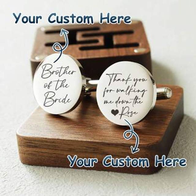SHEIN Personalized Metal Cufflinks Without Box Custom Brother Of Bride Gift Wedding Day Cufflinks Engraved Gift Box Optional Sweet Message For Bride Gift An