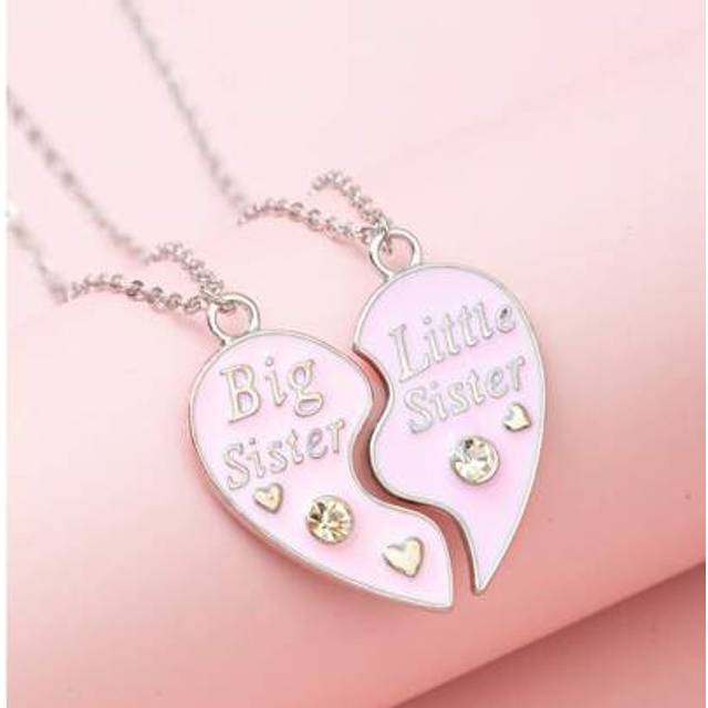SHEIN 2pcs/Set Pendant Necklaces For Big Sister And Little Sister, Best Friend, Suitable For Girls Festival Gifts, Sister Necklace, Mother&#39;s Day Gift