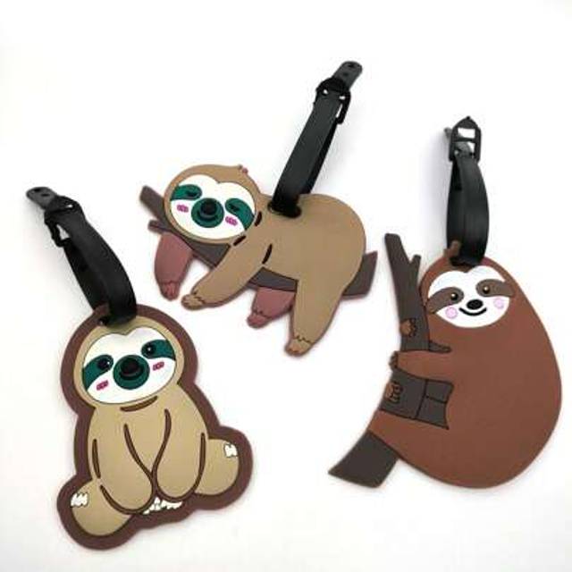 SHEIN 1 Piece Soft Rubber Sloth Luggage Tag Hanging Tag Suitcase Tag With Name ID Cards Anti-Lost Cute PVC Travel Accessories For Flight For Women For Boys