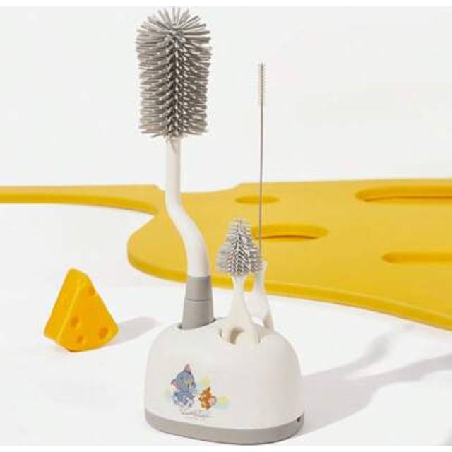 SHEIN 4pcs Baby Silicone Bottle Brush Cleaning Set With Storage Holder, Pacifier Brush, Straw Cleaning Tool, Bottle Mouth Brush For Cleaning Cups And Bottle
