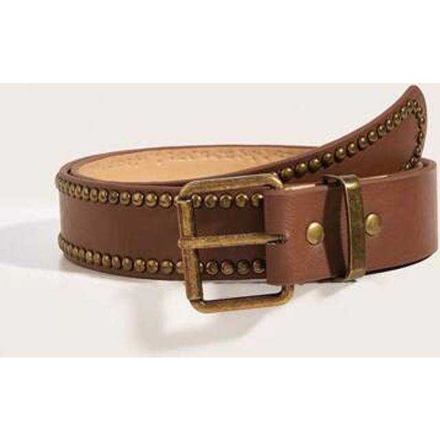SHEIN 1pc Vintage Western-Style Hand-Studded Buckle PU Leather Belt, Versatile For Jeans, Dresses And Streetwear Look