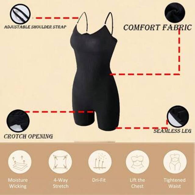 SHEIN 1 Packs Women&#39;s Seamless Bodysuit Shapewear Solid Yoga Bodysuit