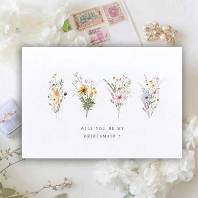 SHEIN Bridesmaid Proposal Cards, Funny Floral Cards, Bridesmaid Cards, Bridesmaid Gifts, Wedding Party Cards, Bridesmaid Cards For Besties