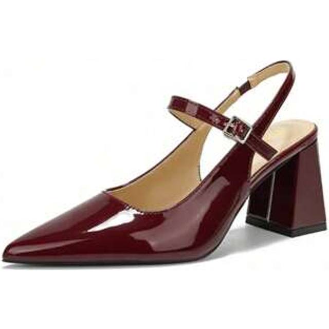 SHEIN Retro Pointed Toe Women&#39;s High Heels Thick Heel Sandals Empty Back Closed Toe Sandals High Heels