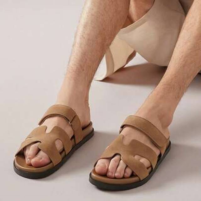 SHEIN Designer Essentials Men&#39;s Taupe Footbed Slides - Anti Slip Sole Mother&#39;s Day Present