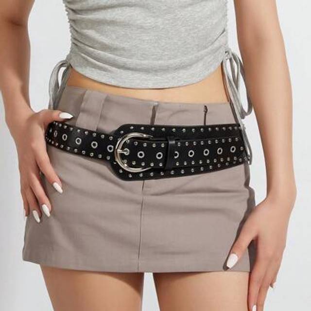 SHEIN 1pc Women&#39;s Studded Wide Waist Belt With Western Style Dark Goth Aesthetics Halloween Summer, School