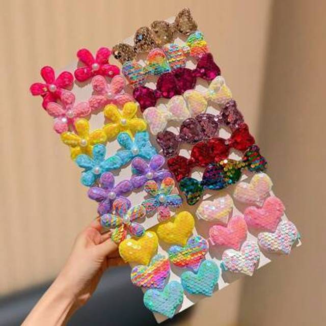 SHEIN 24/38pcs Colorful Glitter Hair Clips, Cute Girls Hair Accessories, Fashionable Women Hair Decors