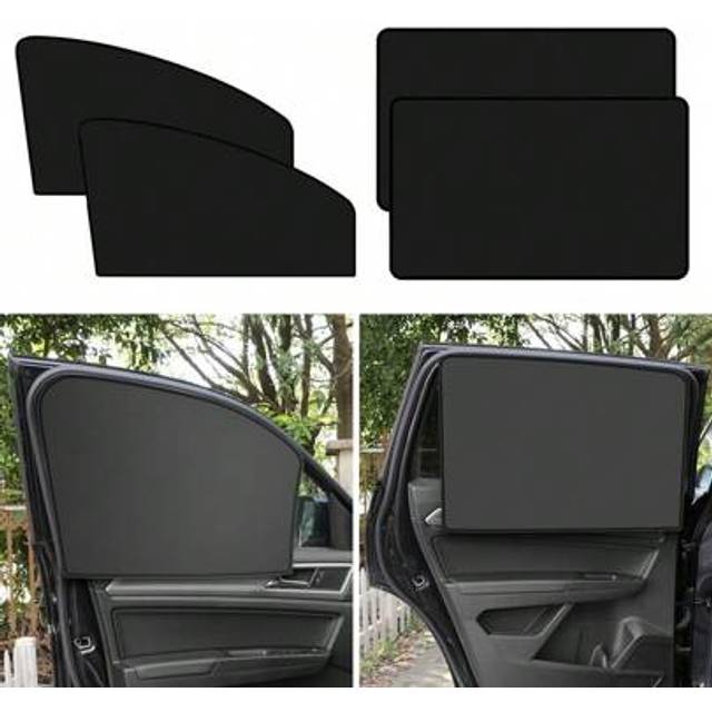 SHEIN Magnetic Car Sun Shades - Front, Rear & Side Window Covers For Cars And Trucks - Uv Protection Privacy Shades For Women (Black)