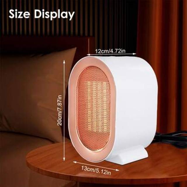 SHEIN White 1200W Silent Room Heater: Portable Ceramic Fan Heaters For Home, With Thermostat 2 Modes, Ensuring Overheat & Tip Over Protection, Perfect For B