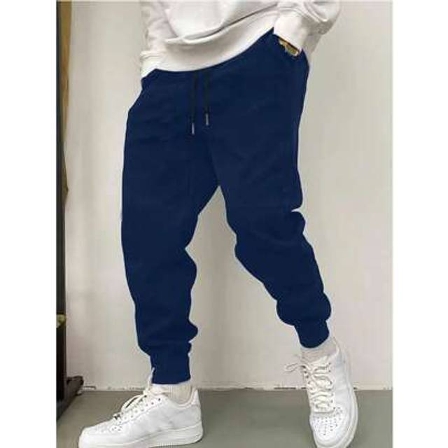 SHEIN Comfortable Men&#39;s Loose Fit Sweatpants -Black Athletic Pants,Soft Pockets,Boyfriend Style,Drawstring Waist, Solid Colors For All Seasons, Casual Wear,