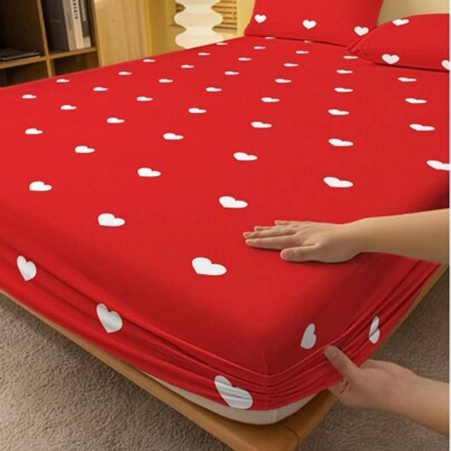 SHEIN 1pc Bed Sheet, Bedding, Fitted Sheet, Mattress Cover, Skin-Friendly Soft And Comfortable Mattress Protector, Valentine Day Gift Fitted Sheet, Cartoon