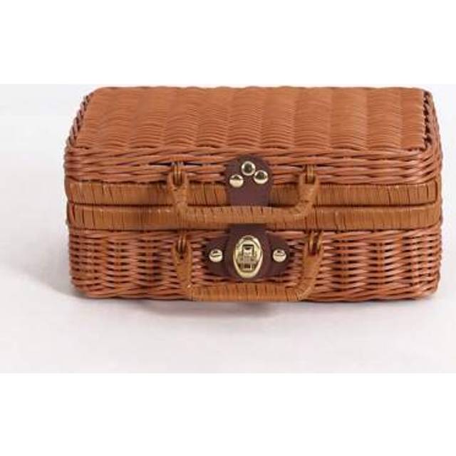 SHEIN Vintage-Style Woven Rattan Picnic Basket With Handles - Durable PP Storage Organizer For Outdoor, Garage, And Cosmetic Organization