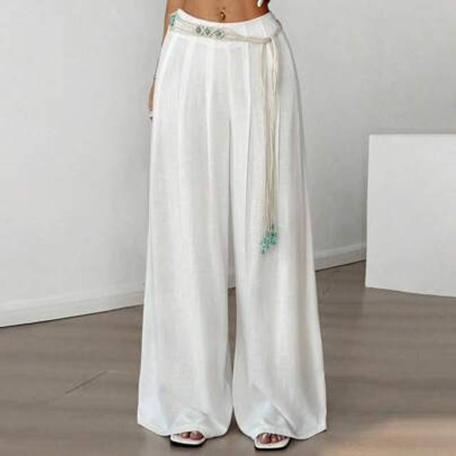 Flirla Women 2025 Spring/Summer New Versatile Casual Wide Leg Pants