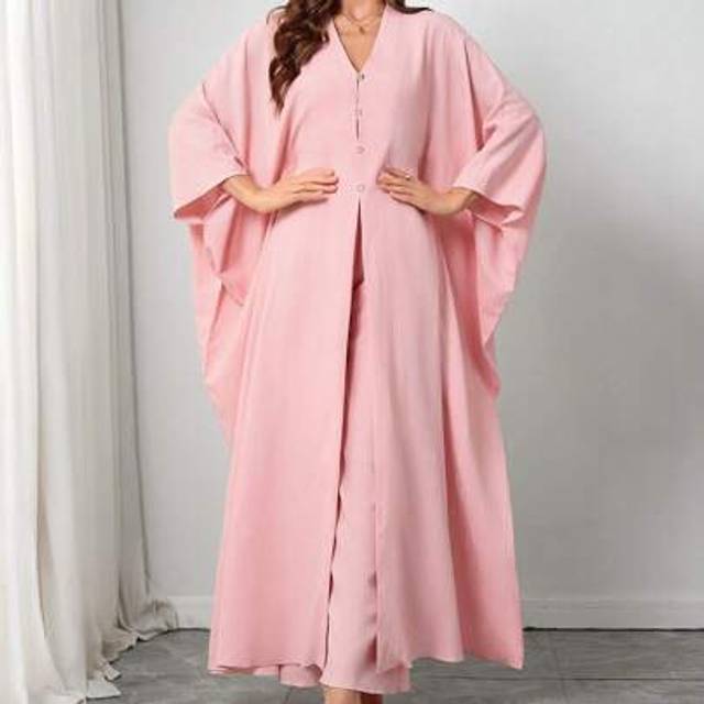SHEIN Women&#39;s Spring And Summer Clothing With Plain Buttons And A Casual Long Shirt Paired With Wide Leg Pants. An Elegant Winter Outfit For Women, Suitable