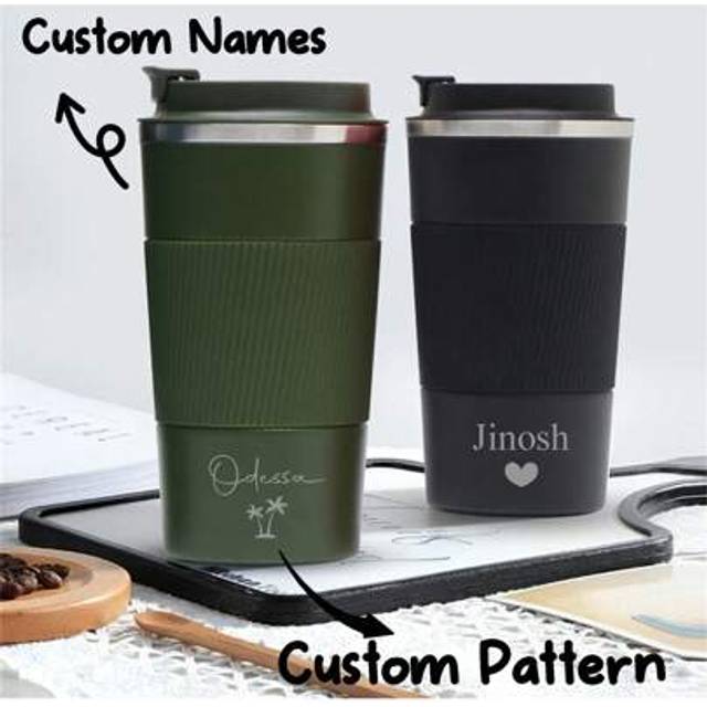 SHEIN Personalised 380ML, 510ML Metal Coffee Cups, Travel Mug Personalized Coffee Cup, Personalized Engraved Stainless Steel Coffee/Tea Mugs, Travel Mug, Co