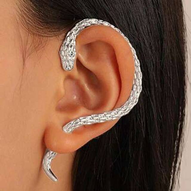 SHEIN 1 Pair Fashion Exaggerated Snake Shape Ear Cuffs, Retro Niche Minimalist Snake Ear Studs, Snake Earrings